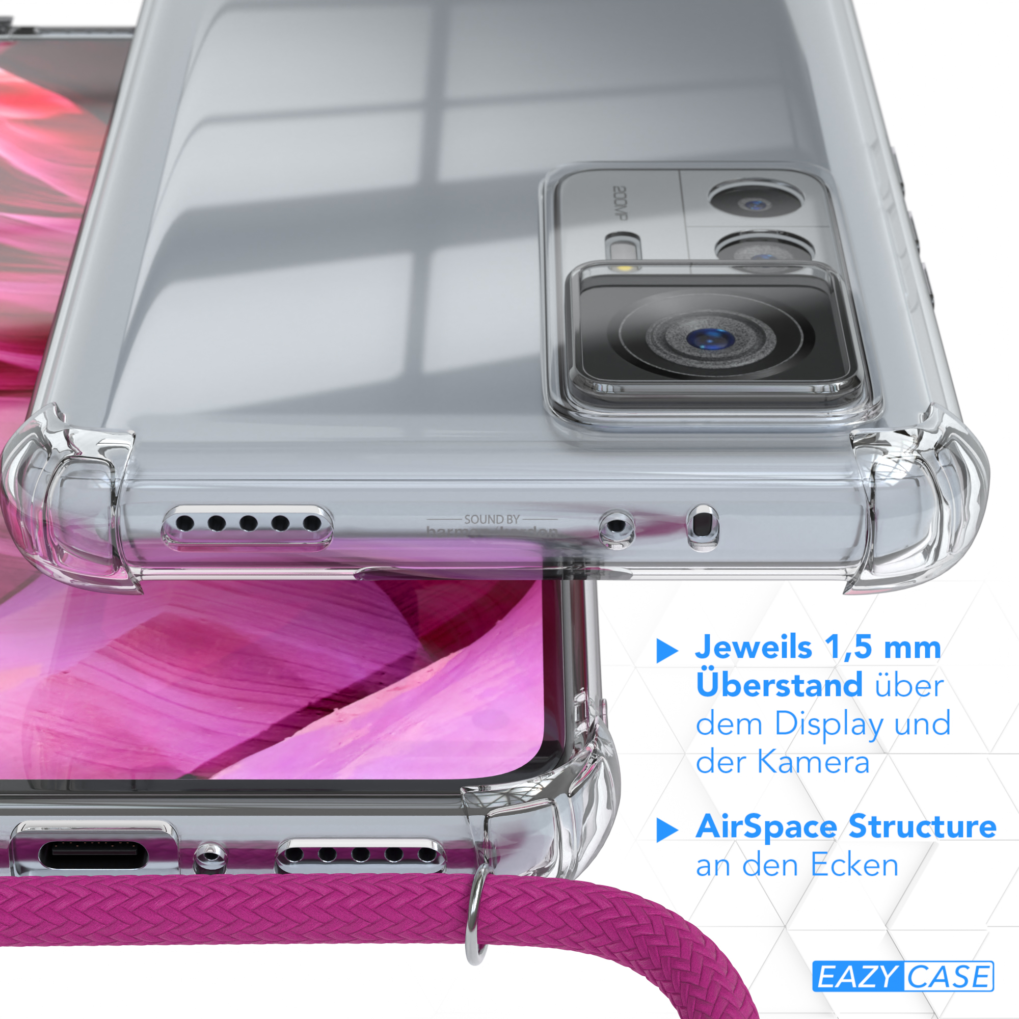12T Pink Umhängeband, Silber Pro, EAZY Umhängetasche, Cover 12T Xiaomi, / / CASE mit Clips Clear