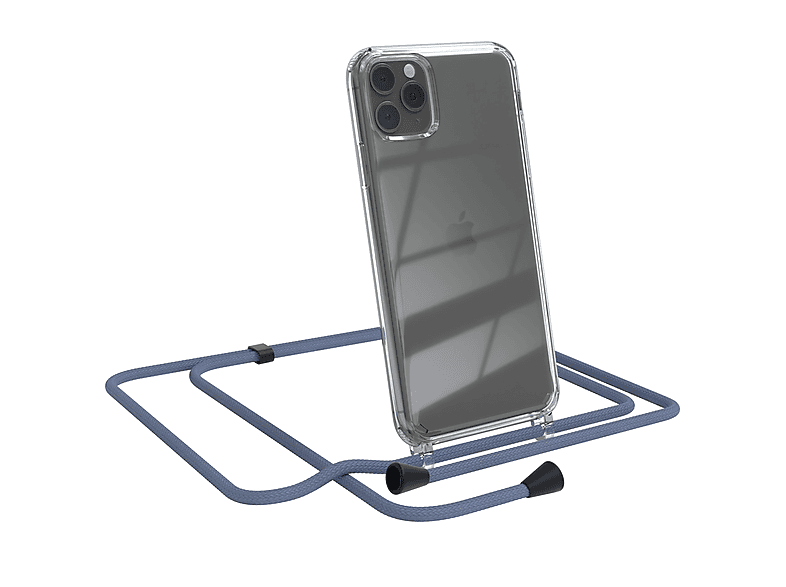 EAZY CASE Clear Cover mit Umhängeband, Umhängetasche, Apple, iPhone 11 Pro Max, Blau