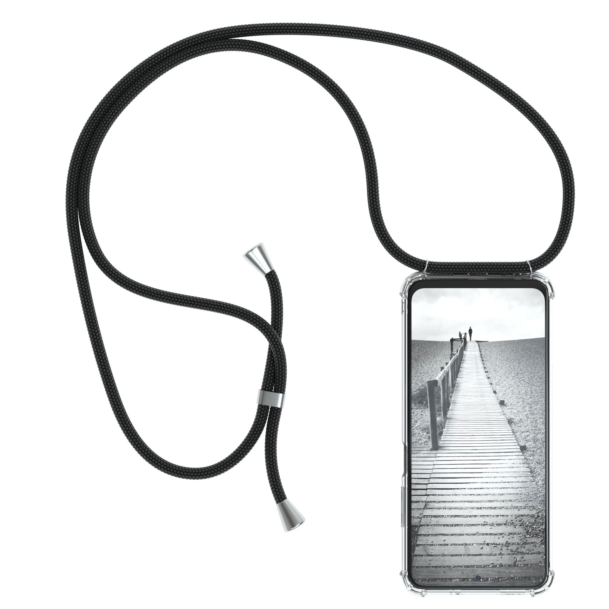 EAZY CASE Clear Cover Umhängeband, 10 Note / Umhängetasche, Redmi Xiaomi, Schwarz Clips / mit 10S, Silber