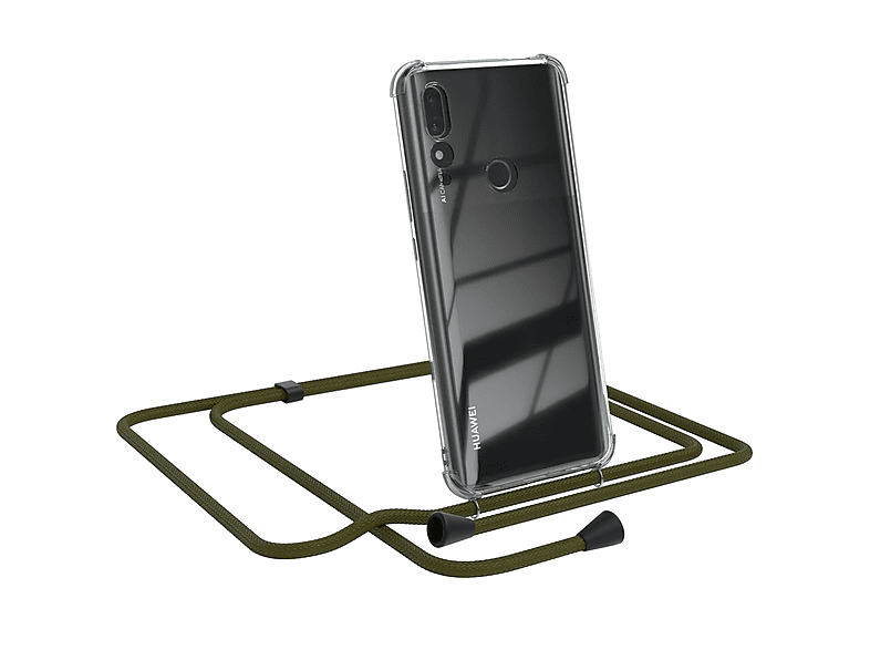 EAZY CASE Clear Cover mit Umhängeband, Umhängetasche, Huawei, P Smart Z / Y9 Prime (2019), Olive Grün