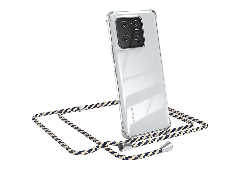EAZY CASE Clear Cover mit Umhängeband, Umhängetasche, Xiaomi, 13 Pro, Taupe Camouflage