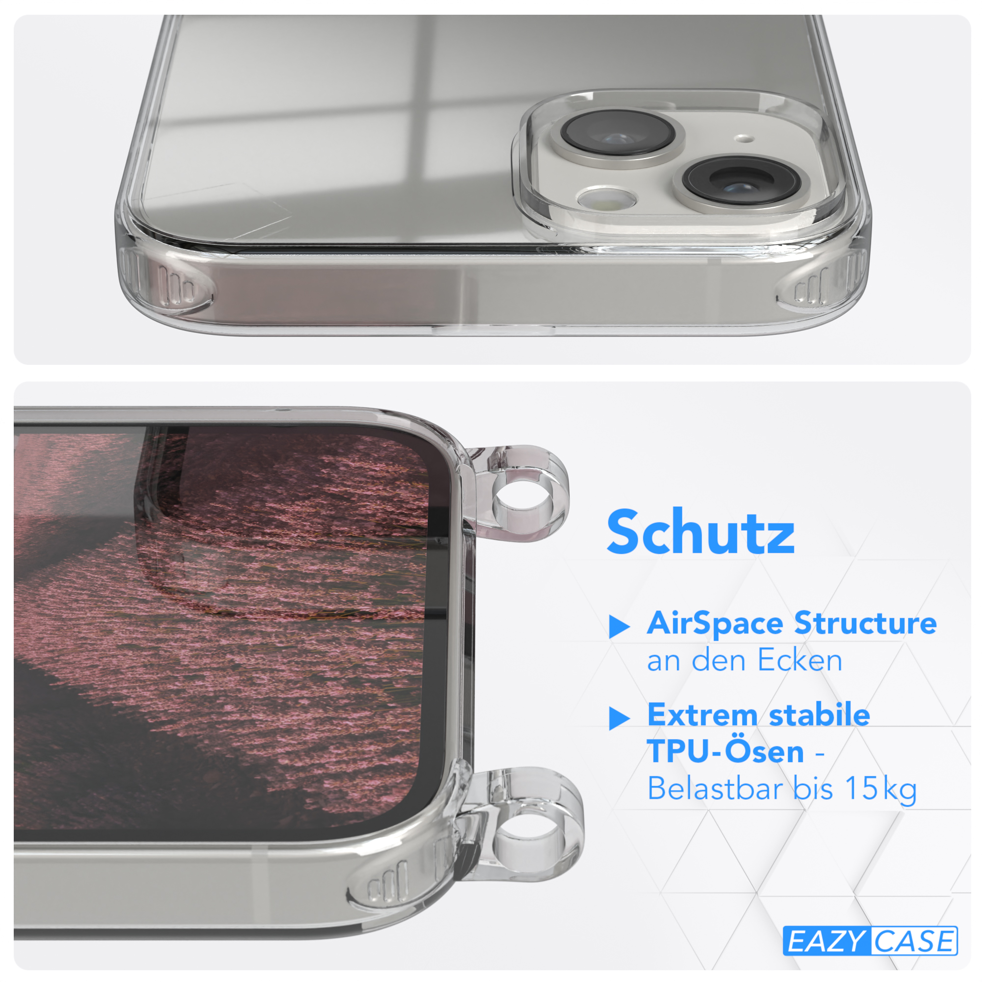 Plus, 14 Clear iPhone Umhängeband, Uni mit EAZY Altrosa Umhängetasche, CASE Apple, Cover