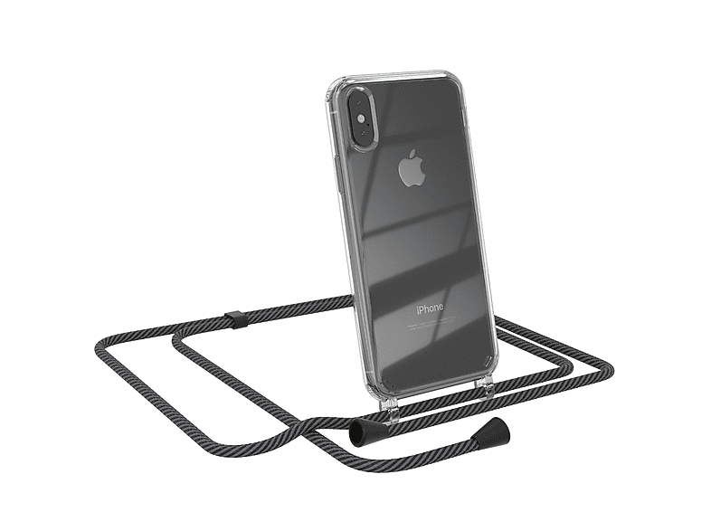 EAZY CASE Clear Cover mit Umhängeband, Umhängetasche, Apple, iPhone XS Max, Anthrazit