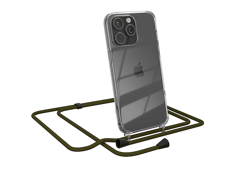 Max, Umhängetasche, Umhängeband, 15 Pro Clear iPhone CASE Grün mit Apple, EAZY Cover Olive