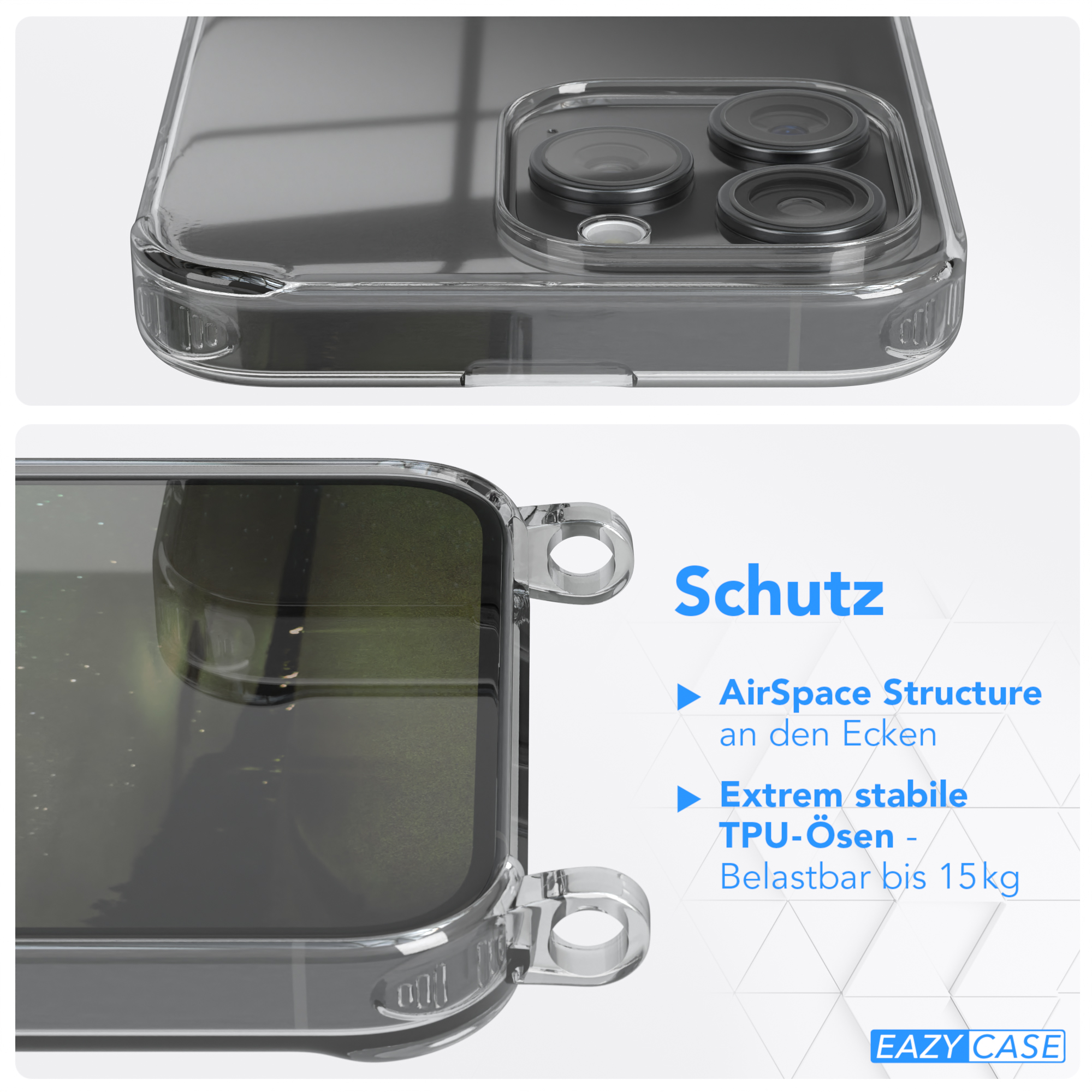 Pro Clear Umhängeband, CASE Olive Grün Max, 15 EAZY Cover Apple, iPhone mit Umhängetasche,