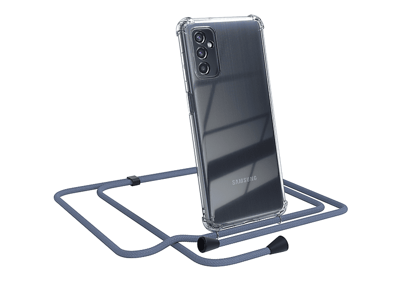 EAZY CASE Clear Cover mit Umhängeband, Umhängetasche, Samsung, Galaxy M52 5G, Blau