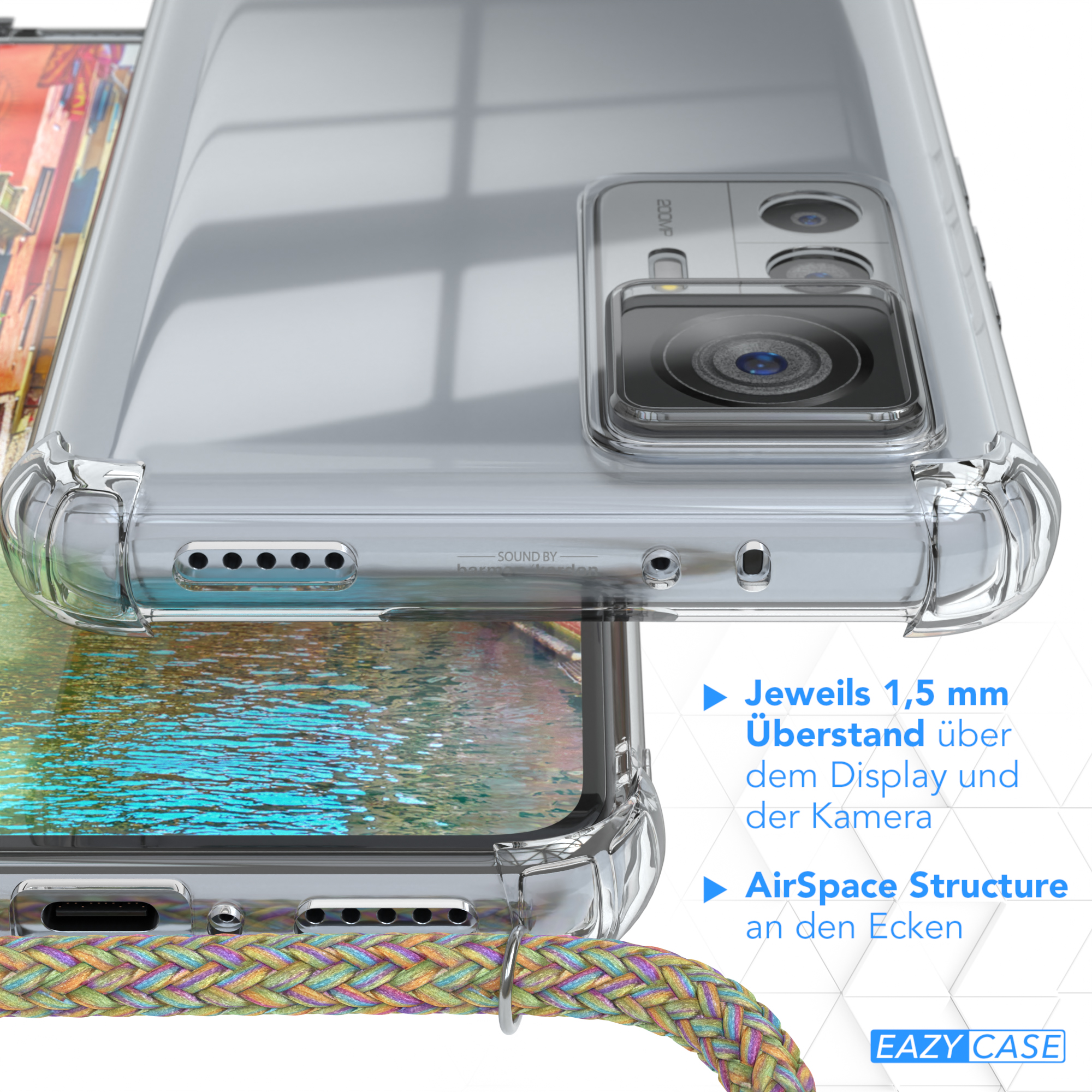 EAZY CASE Bunt Xiaomi, / Gold mit Umhängetasche, 12T Pro, Clear 12T / Cover Clips Umhängeband