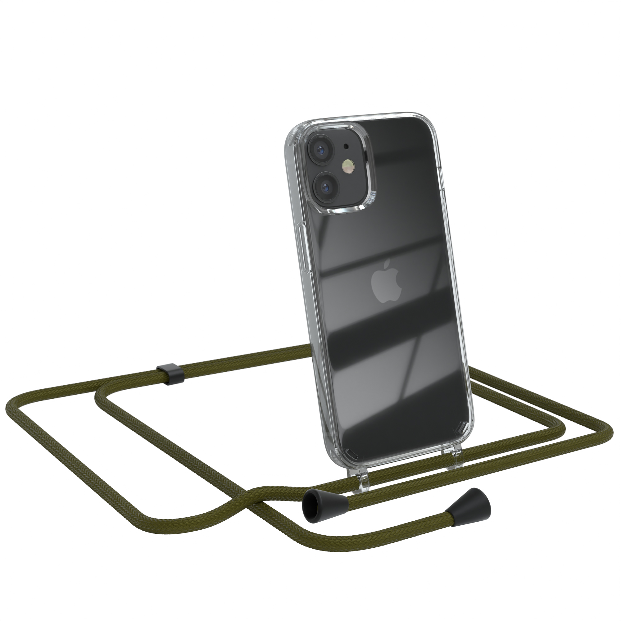 EAZY CASE Cover Umhängeband, Grün Apple, mit Mini, Olive 12 Umhängetasche, Clear iPhone