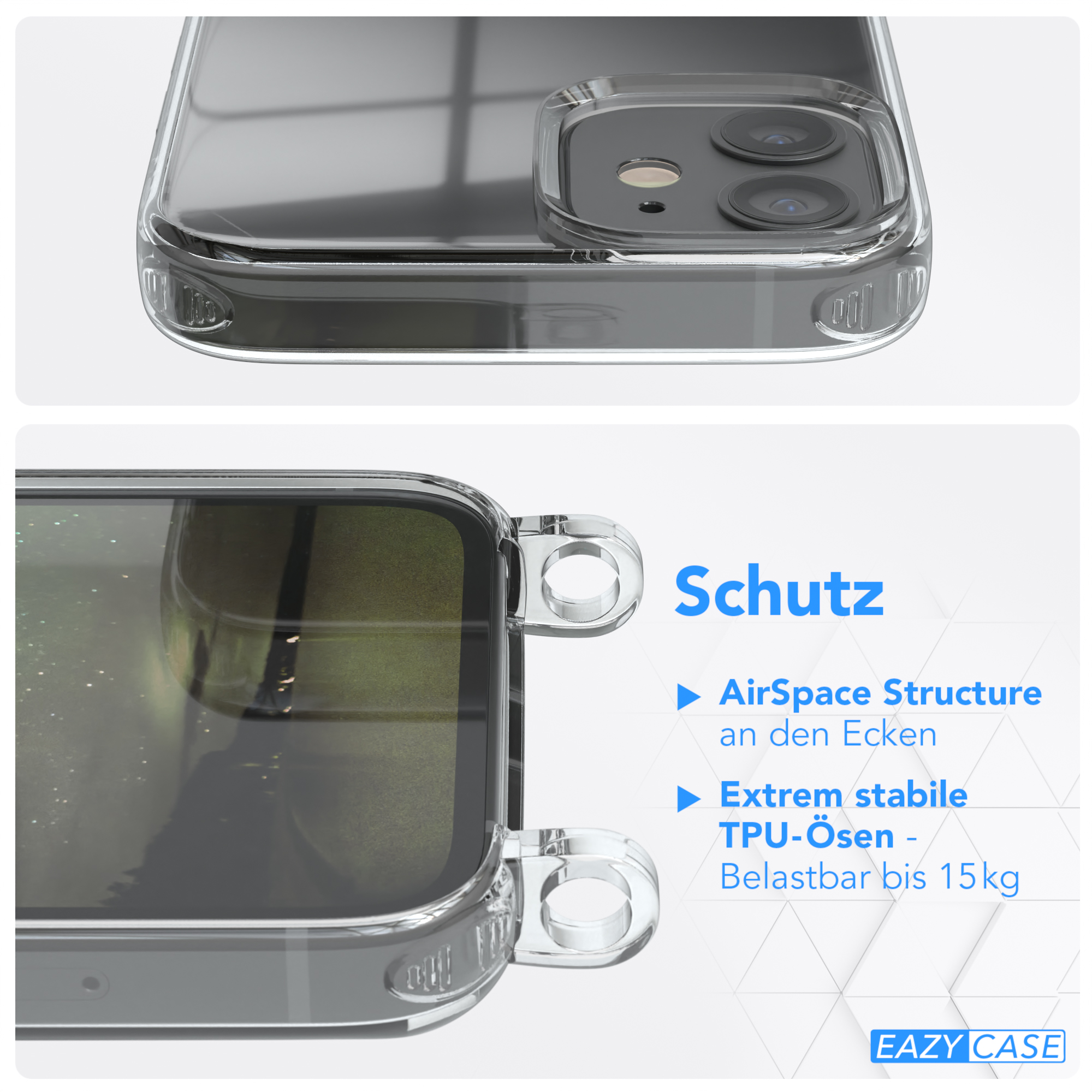 Grün Clear Umhängeband, CASE Olive EAZY iPhone Umhängetasche, Mini, Apple, Cover mit 12