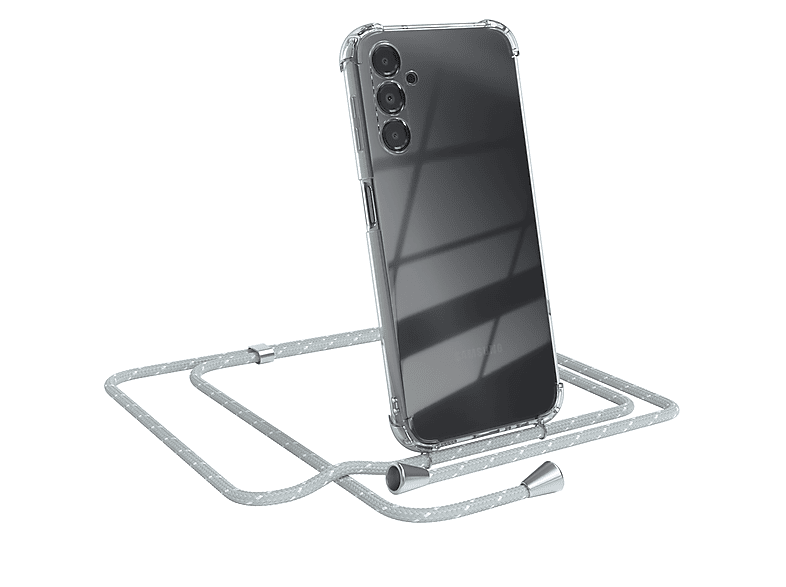 CASE Samsung, Weiß Cover EAZY Galaxy Umhängetasche, Umhängeband, 5G, A14 Hellgrau mit Clear