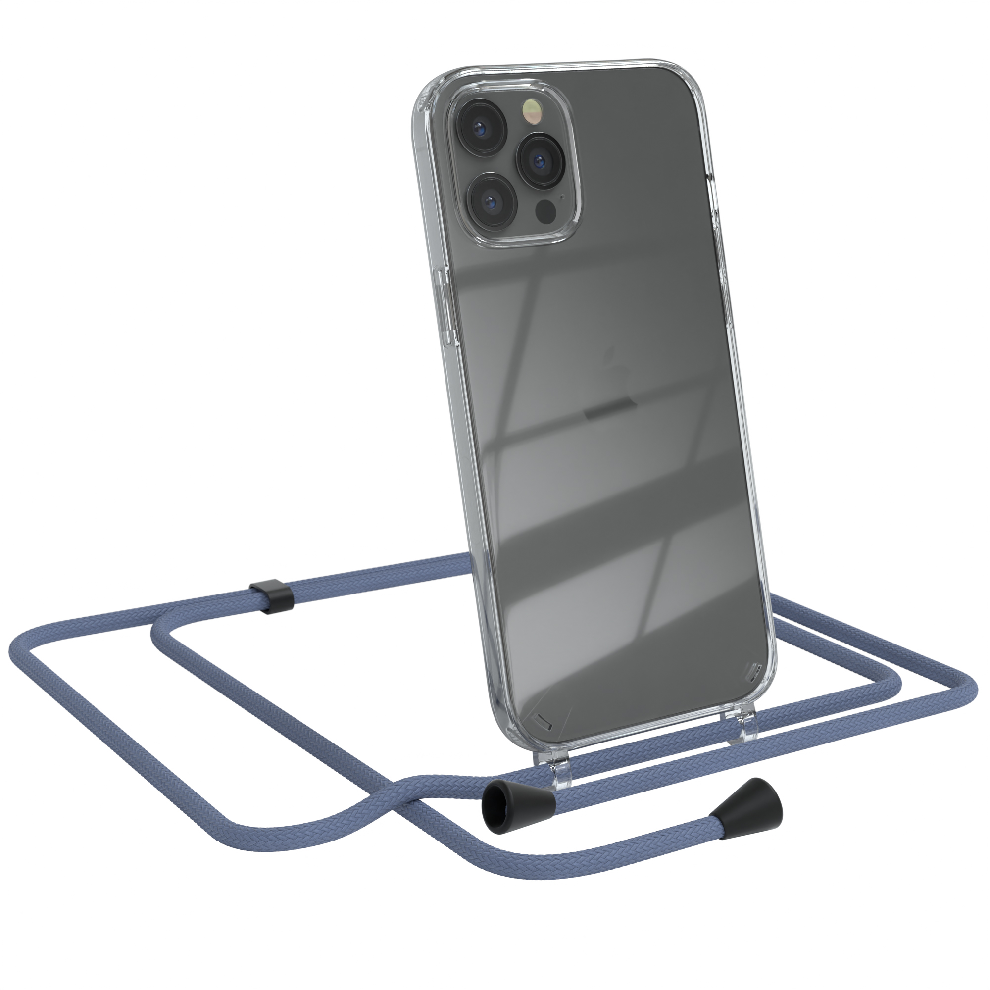 EAZY CASE Umhängeband, Clear mit Apple, iPhone 12 Umhängetasche, Max, Blau Pro Cover