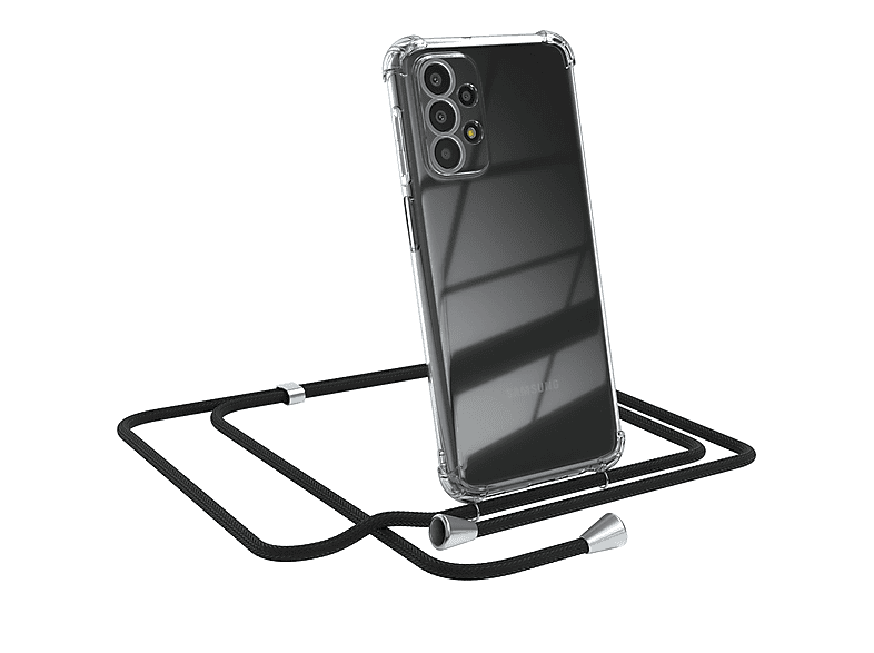 EAZY CASE Clear Samsung, / Clips Umhängeband, Silber mit Cover Galaxy 5G, A23 Schwarz Umhängetasche