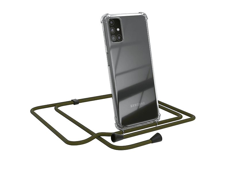 EAZY Umhängeband, Cover Galaxy Olive Clear mit Grün Samsung, CASE Umhängetasche, M31s,