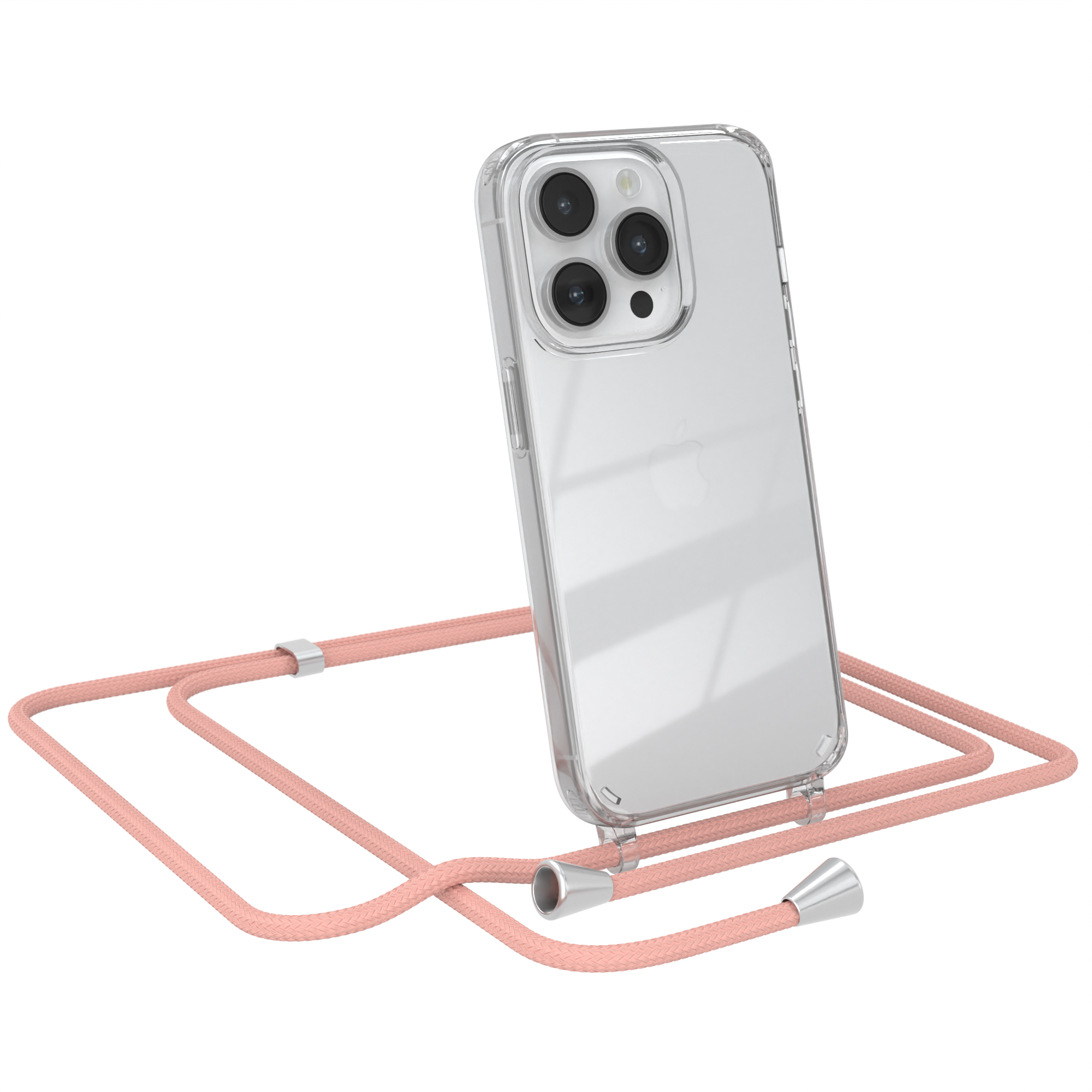 EAZY CASE Clear Cover Umhängeband, 14 iPhone Umhängetasche, Altrosa Apple, mit Pro, Uni