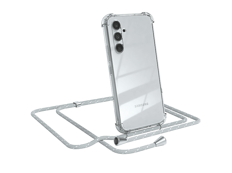 EAZY CASE Clear Cover mit Samsung, Umhängetasche, A54, Galaxy Hellgrau Umhängeband, Weiß