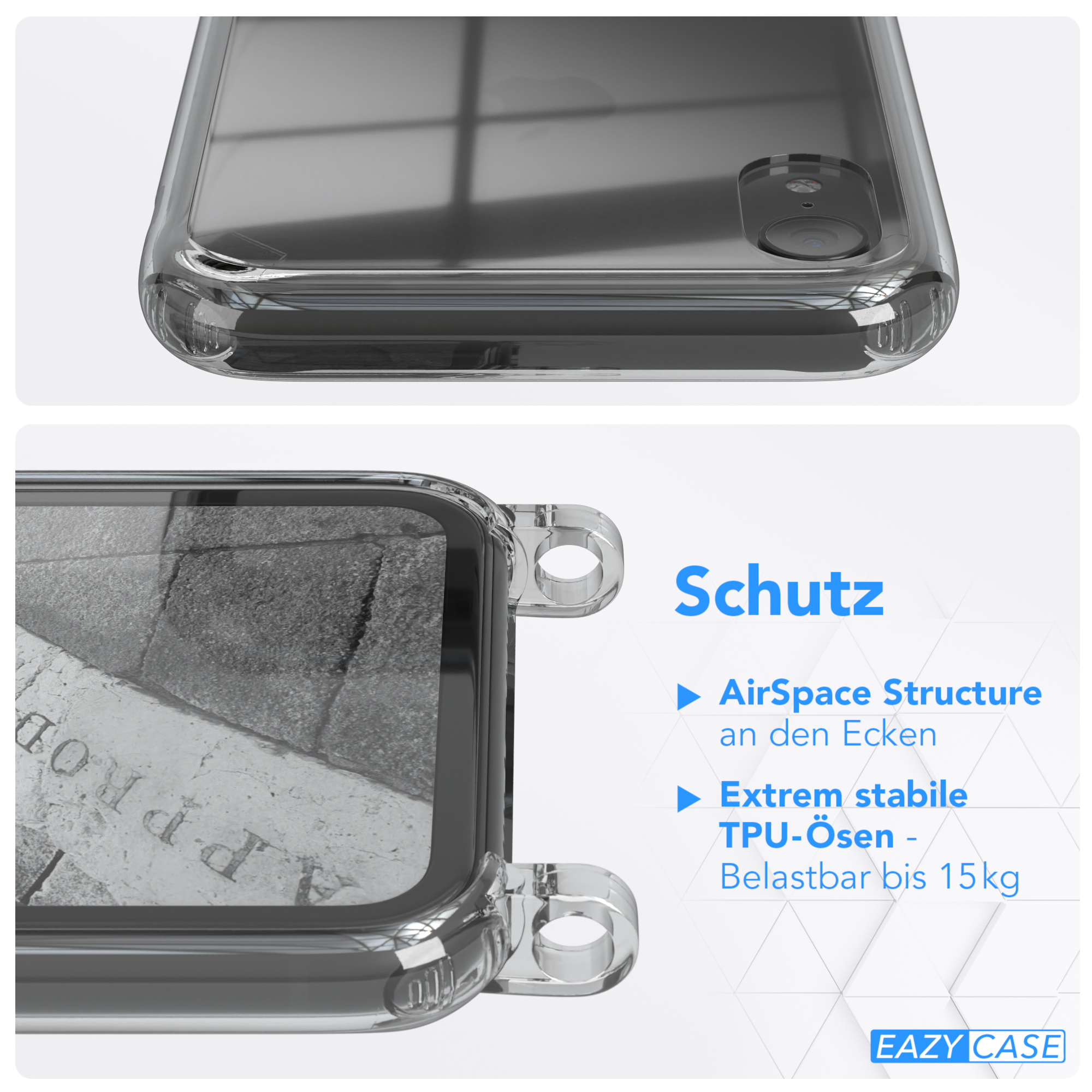 Apple, mit Clear iPhone Umhängetasche, CASE Anthrazit EAZY XR, Cover Umhängeband,
