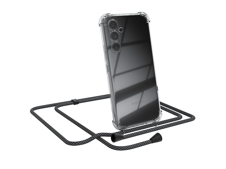 EAZY CASE Clear Cover mit Umhängeband, Umhängetasche, Samsung, Galaxy A54, Anthrazit