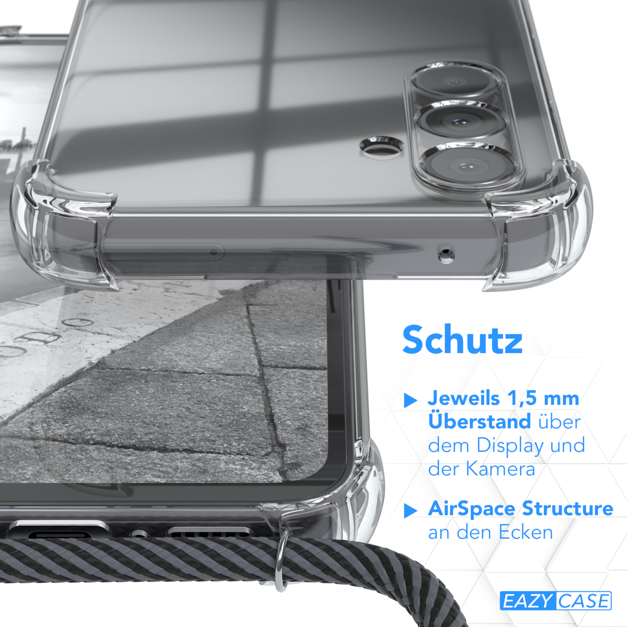 EAZY CASE Clear A54, Umhängeband, Samsung, Anthrazit mit Galaxy Cover Umhängetasche