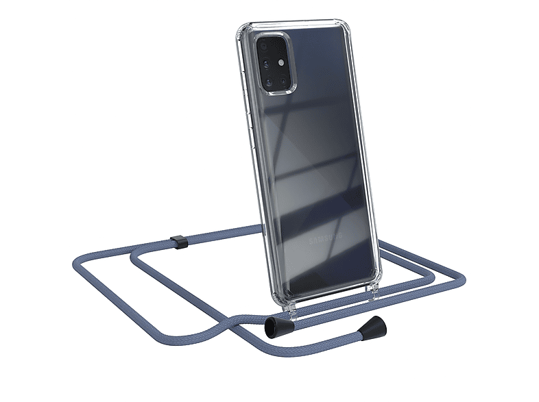 EAZY CASE Clear Cover mit Umhängeband, Umhängetasche, Samsung, Galaxy A71, Blau