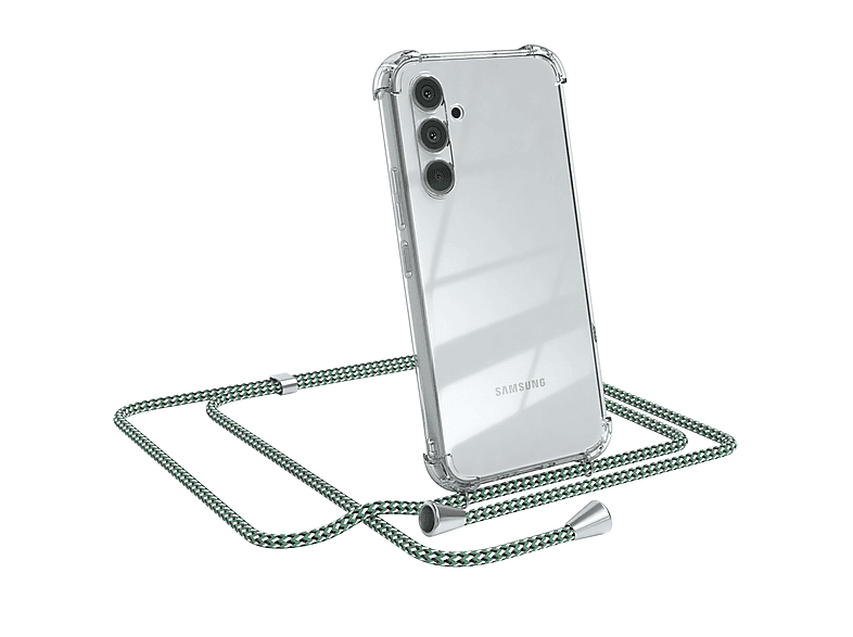 A54, EAZY Galaxy Umhängeband, Umhängetasche, Clear Samsung, Weiß mit CASE Cover Grün