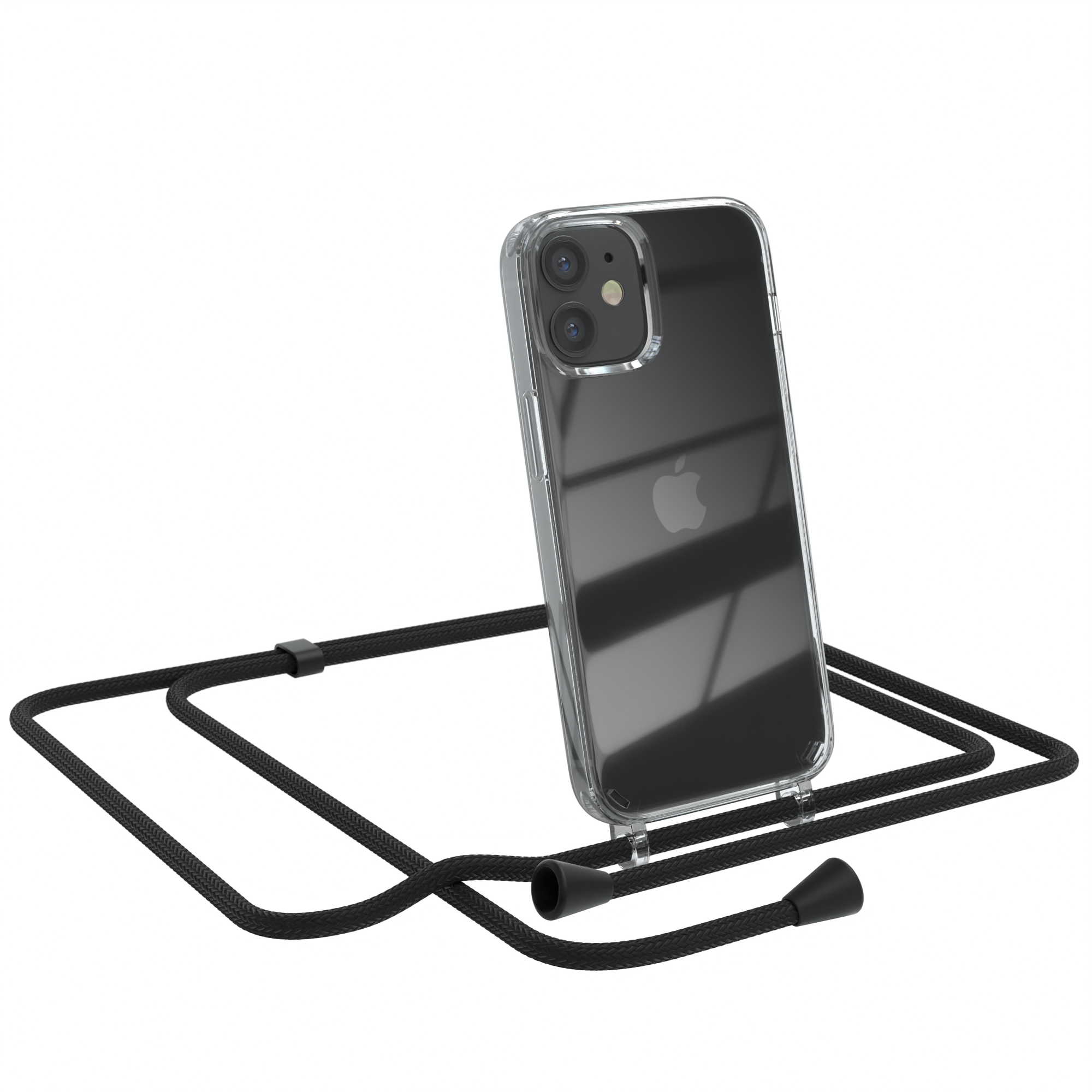 Schwarz Umhängeband, mit iPhone Apple, EAZY Mini, 12 Cover Clear Umhängetasche, CASE