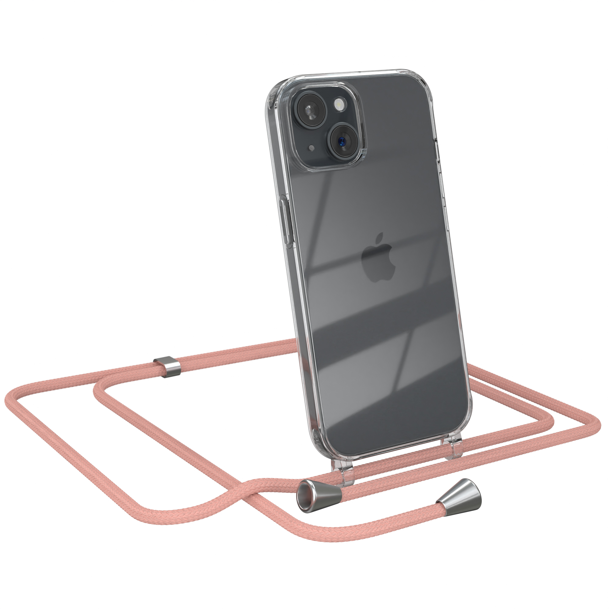 EAZY CASE Clear 15, iPhone Uni Altrosa Umhängetasche, Cover mit Umhängeband, Apple