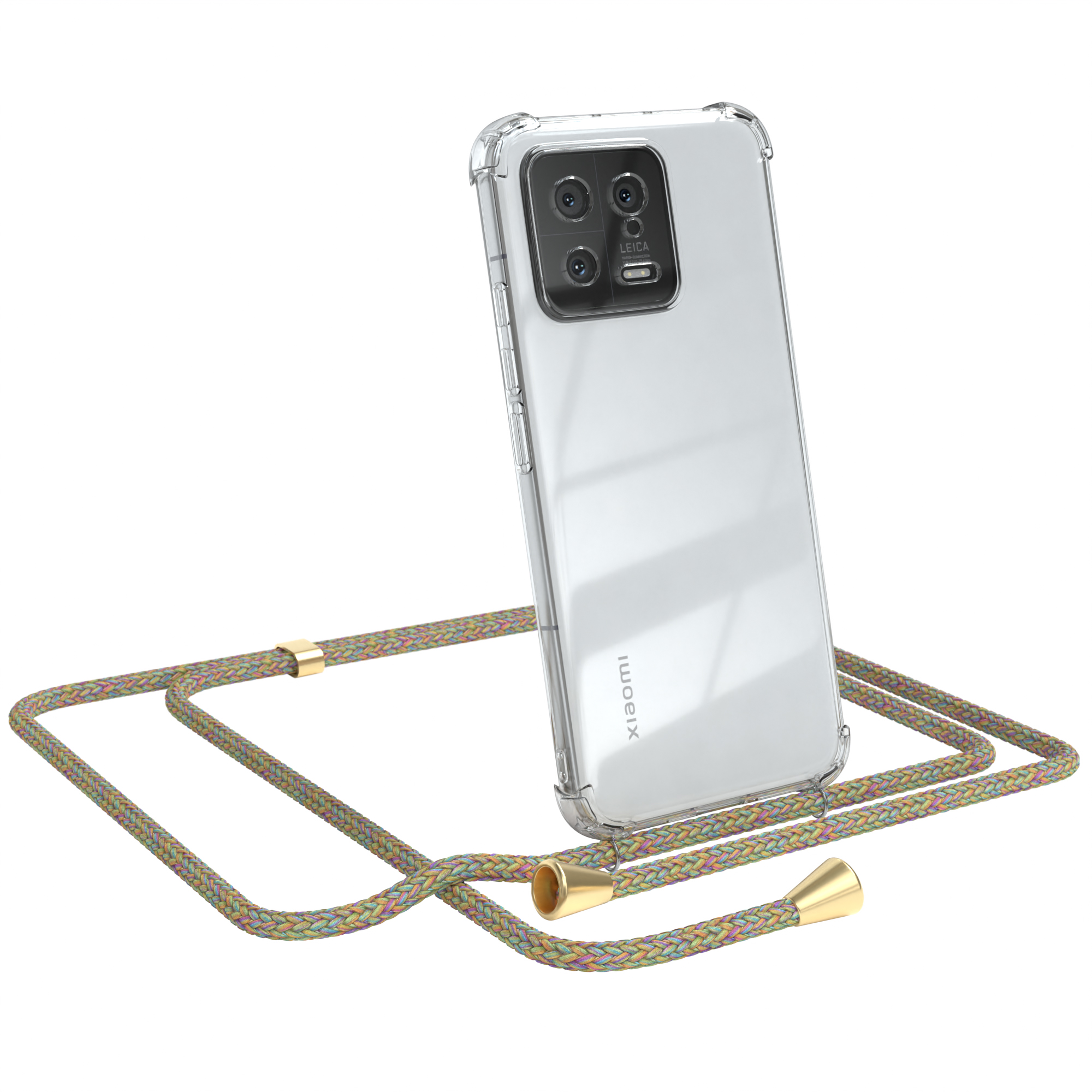 EAZY CASE mit Bunt Umhängeband, Gold / 13, Clear Xiaomi, Umhängetasche, Clips Cover