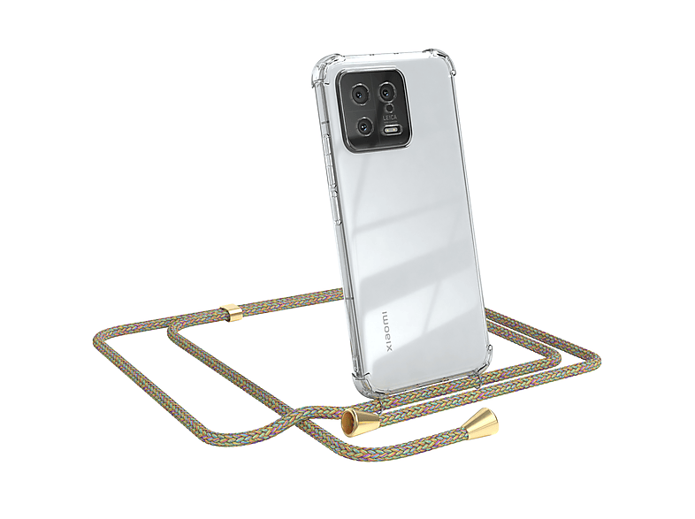 EAZY CASE mit Bunt Umhängeband, Gold / 13, Clear Xiaomi, Umhängetasche, Clips Cover