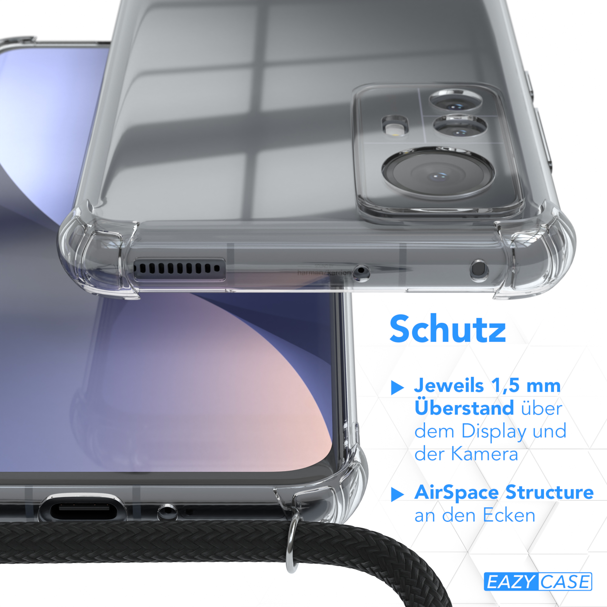 Umhängetasche, CASE 12X, Xiaomi, 12 Cover Schwarz EAZY Umhängeband, Clear / mit