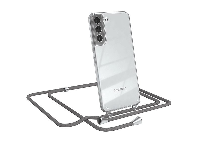 EAZY CASE Clear Cover mit Umhängeband, / Grau Galaxy S22 Umhängetasche, Plus 5G, Samsung, Clips Silber