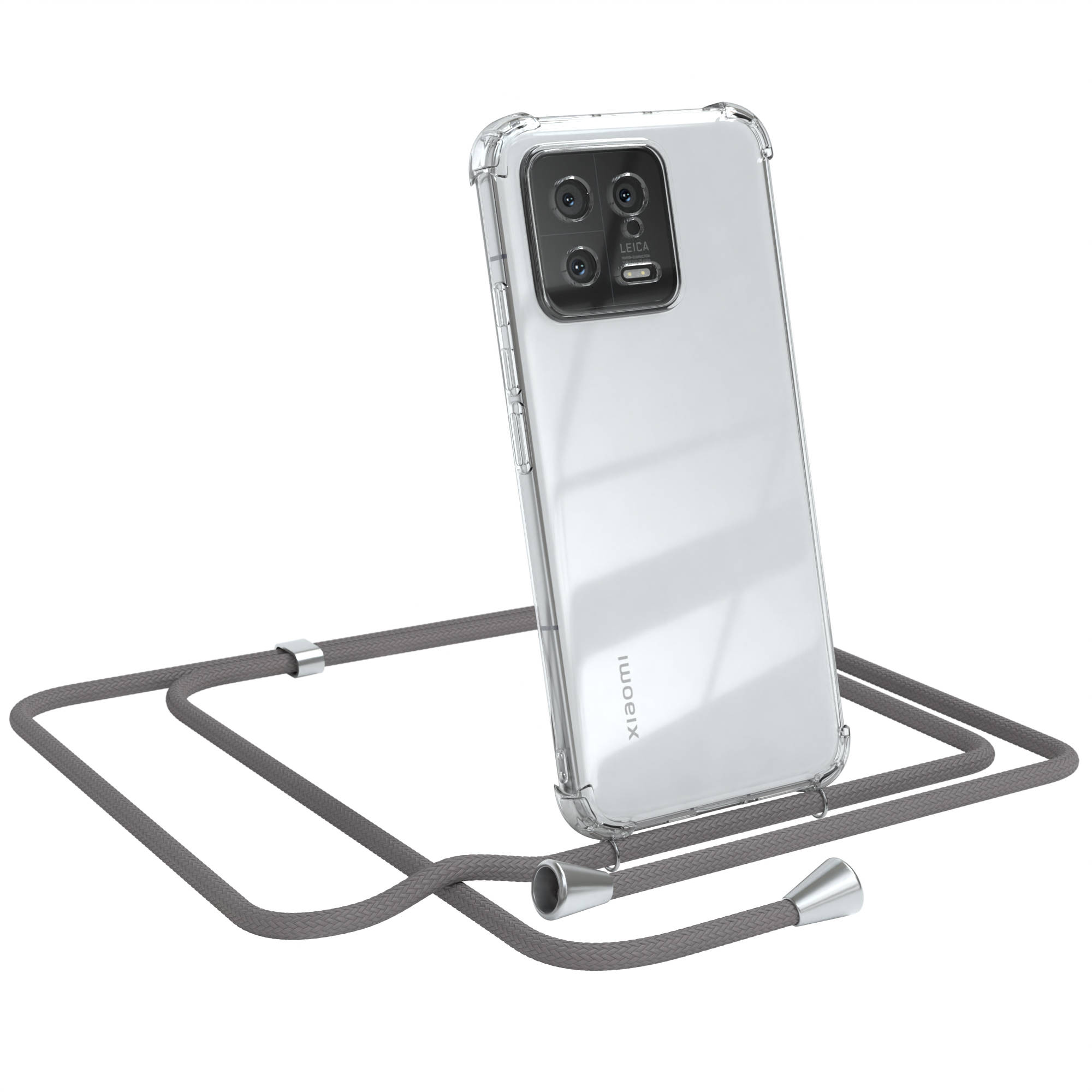 Grau Xiaomi, Silber 13, CASE mit / EAZY Clips Clear Umhängeband, Cover Umhängetasche,