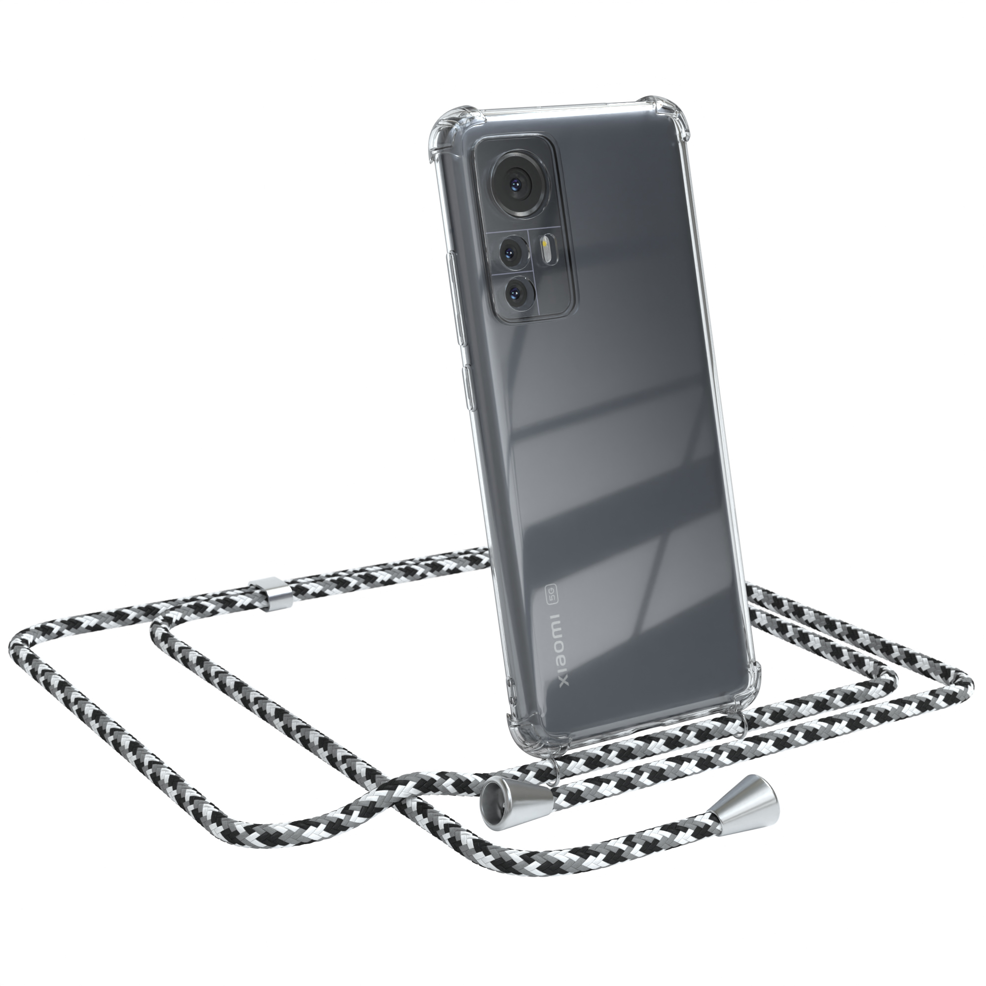 Xiaomi, mit Schwarz Umhängetasche, Silber Camouflage Clips CASE 12X, 12 / Cover Clear EAZY Umhängeband, /