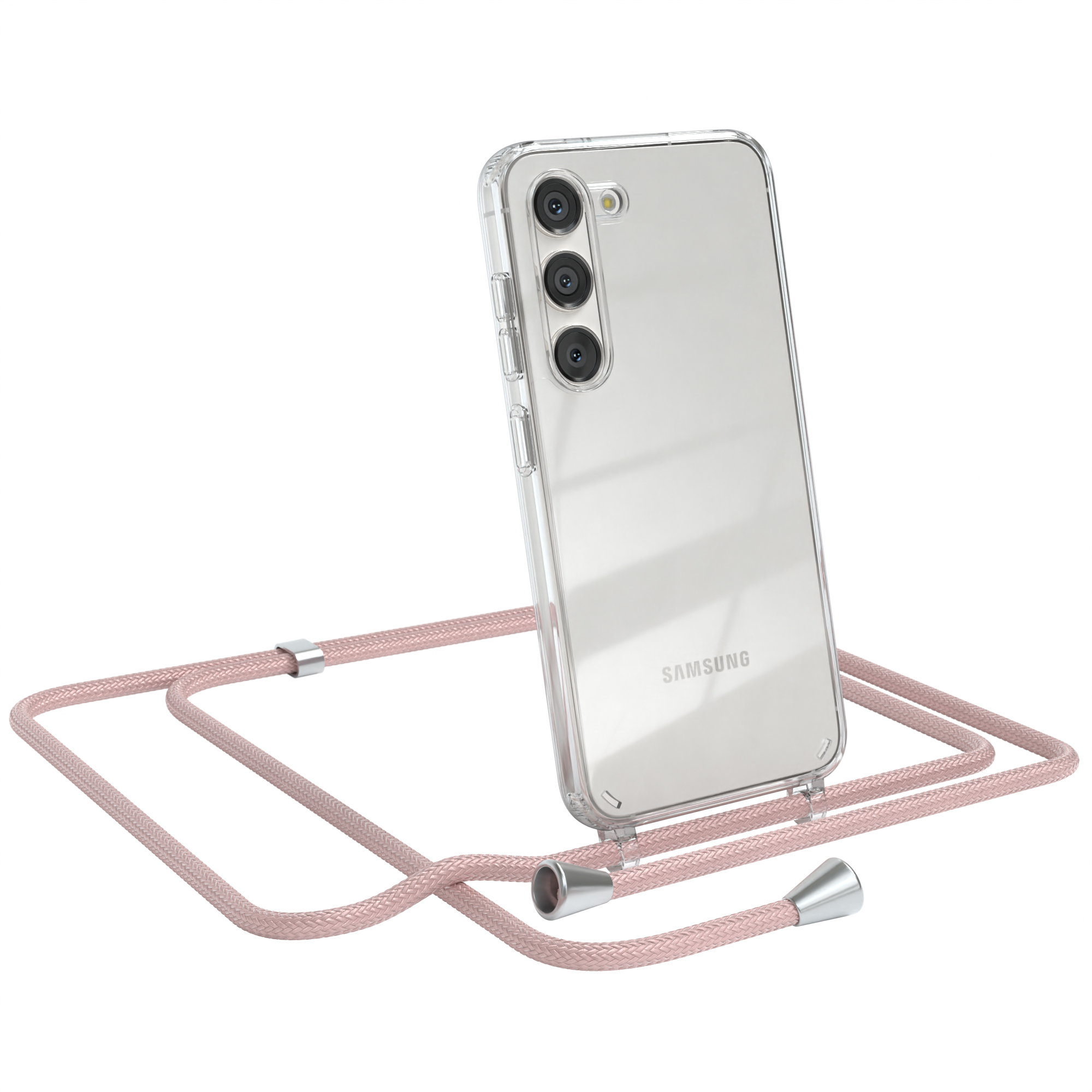 Rosé Silber EAZY Clear mit Umhängeband, CASE S23, Galaxy Clips Umhängetasche, Samsung, Cover /