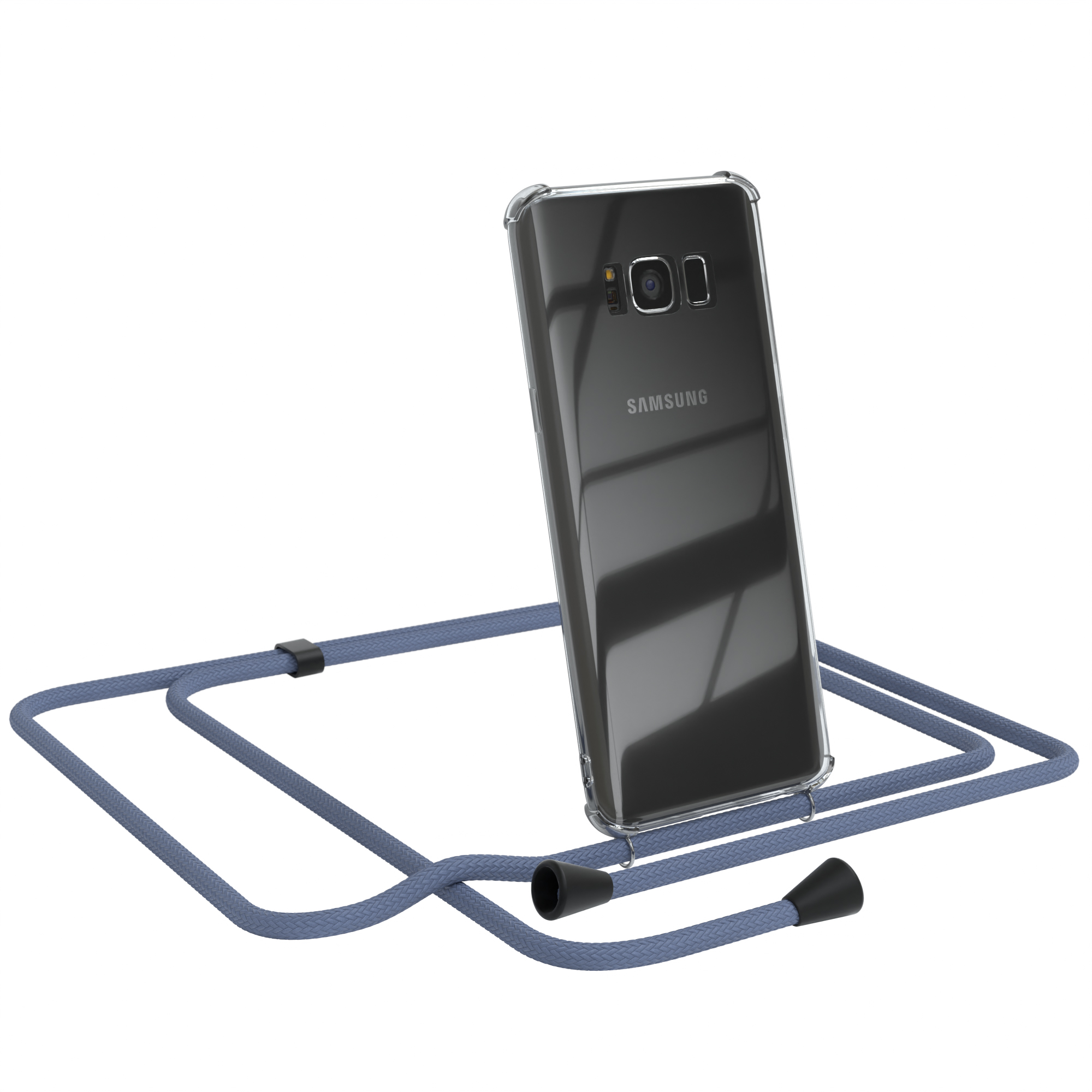 EAZY CASE Clear Cover mit Samsung, Umhängetasche, S8, Umhängeband, Blau Galaxy