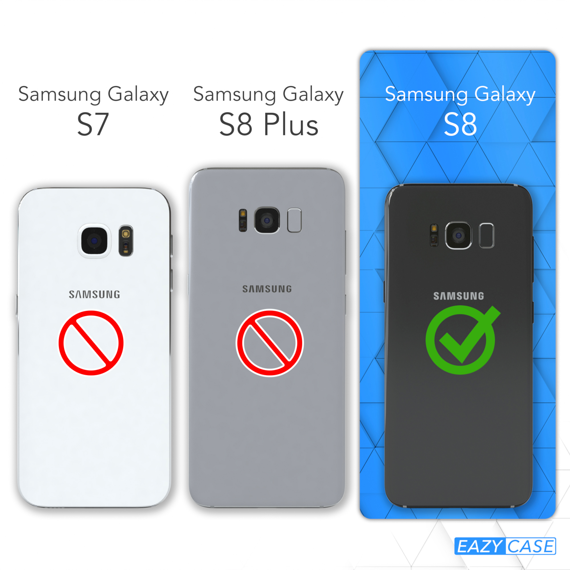 EAZY CASE Clear Cover Samsung, Umhängeband, Umhängetasche, Blau S8, Galaxy mit