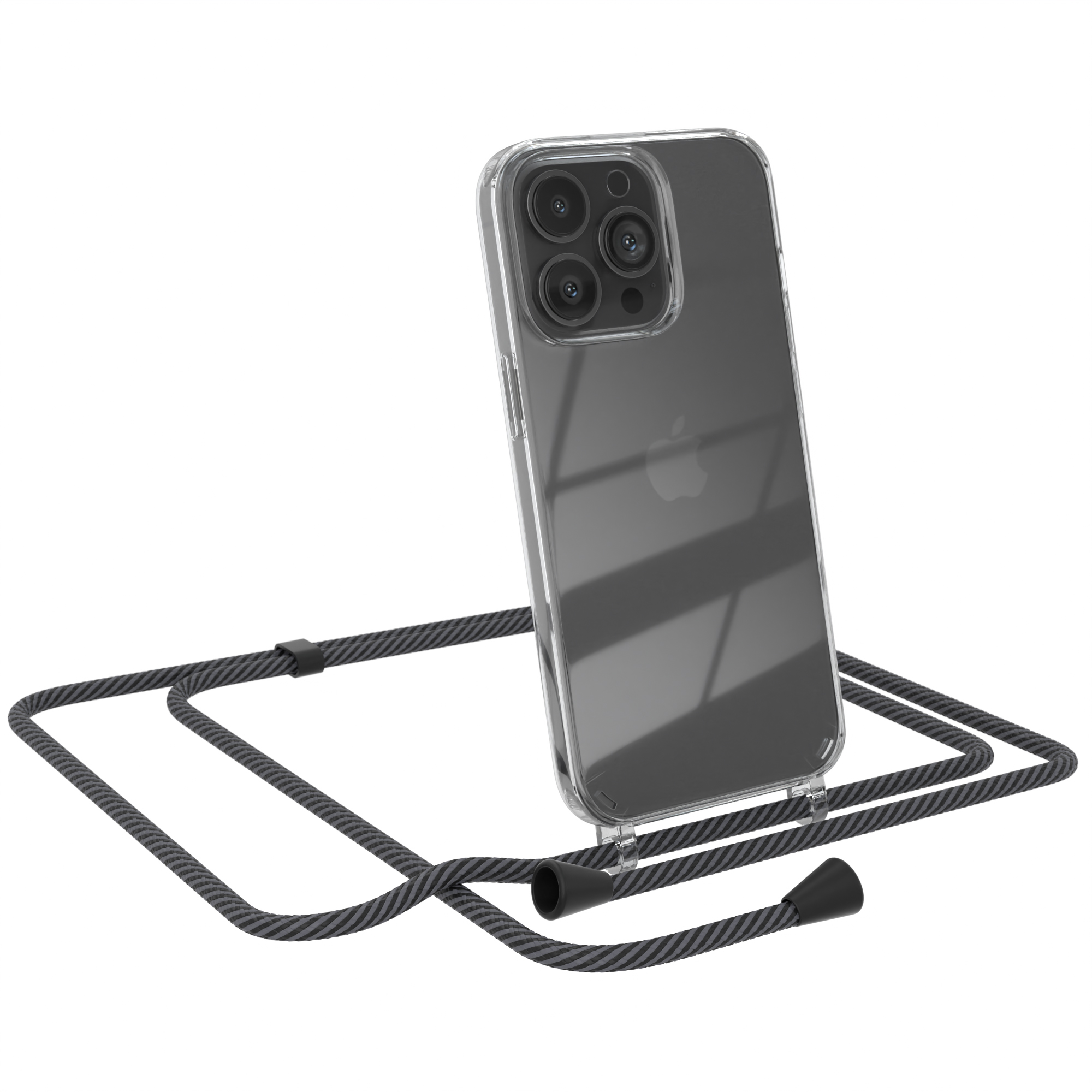 EAZY CASE Clear Cover mit 13 Anthrazit iPhone Pro, Umhängetasche, Umhängeband, Apple