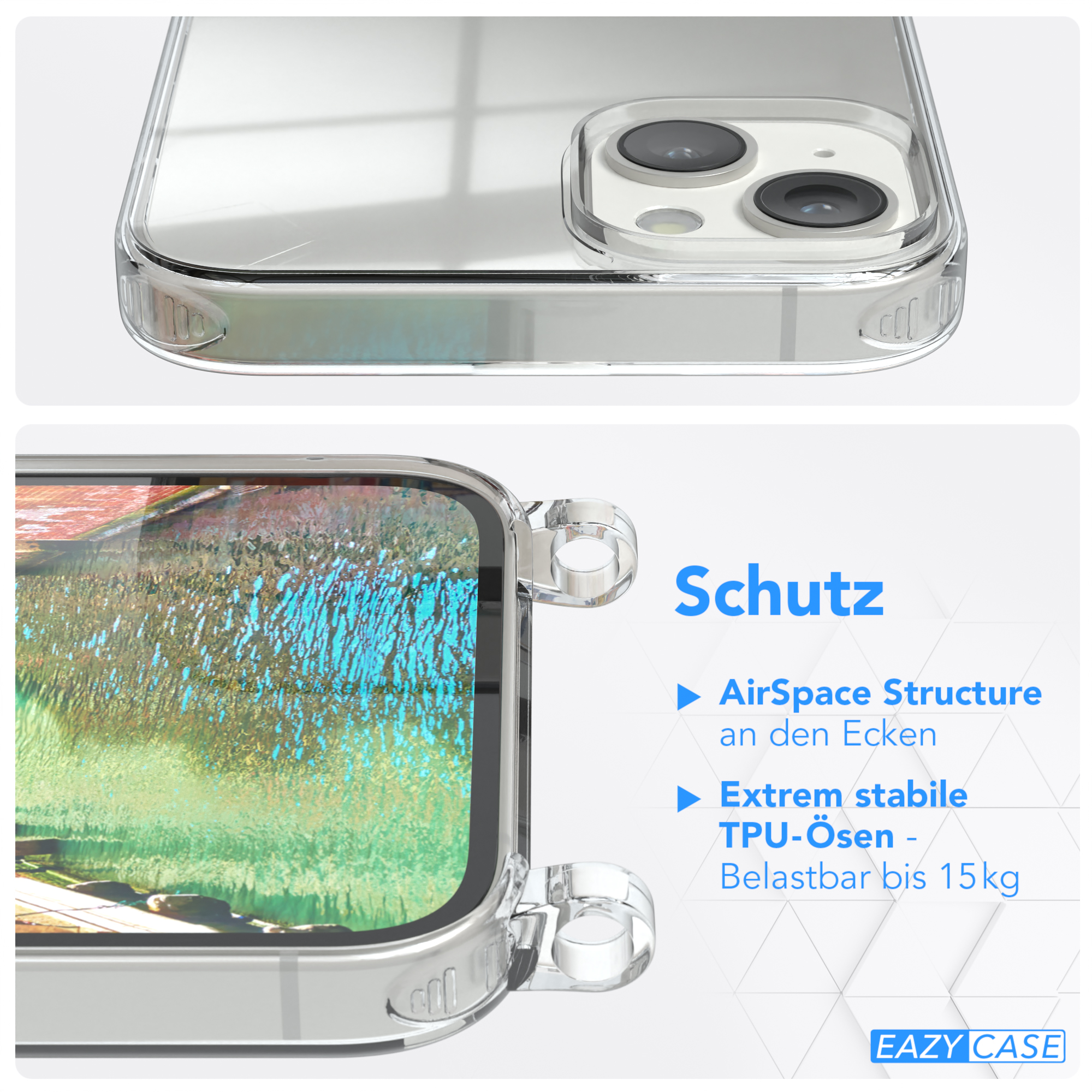 Clear Clips Plus, / iPhone Apple, mit Umhängetasche, Umhängeband, Cover EAZY 14 CASE Gold Bunt