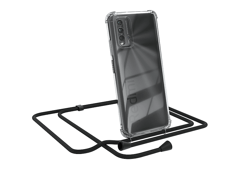 Umhängeband, Clear EAZY CASE Cover mit Umhängetasche, Xiaomi, Redmi 9T, Schwarz