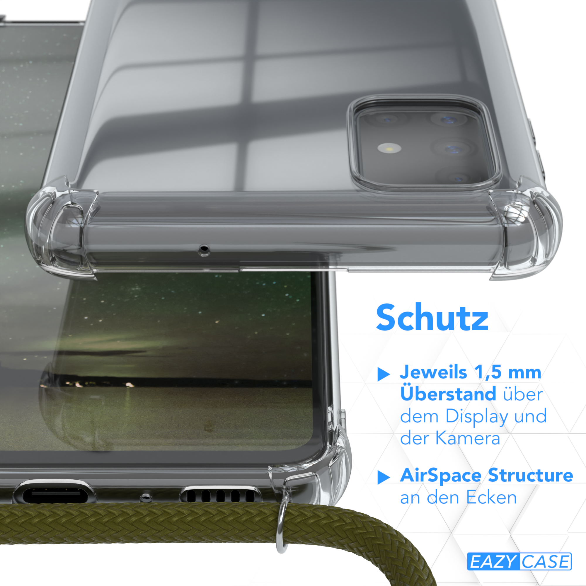 Umhängetasche, CASE Clear Samsung, Umhängeband, Grün Cover mit M51, EAZY Galaxy Olive