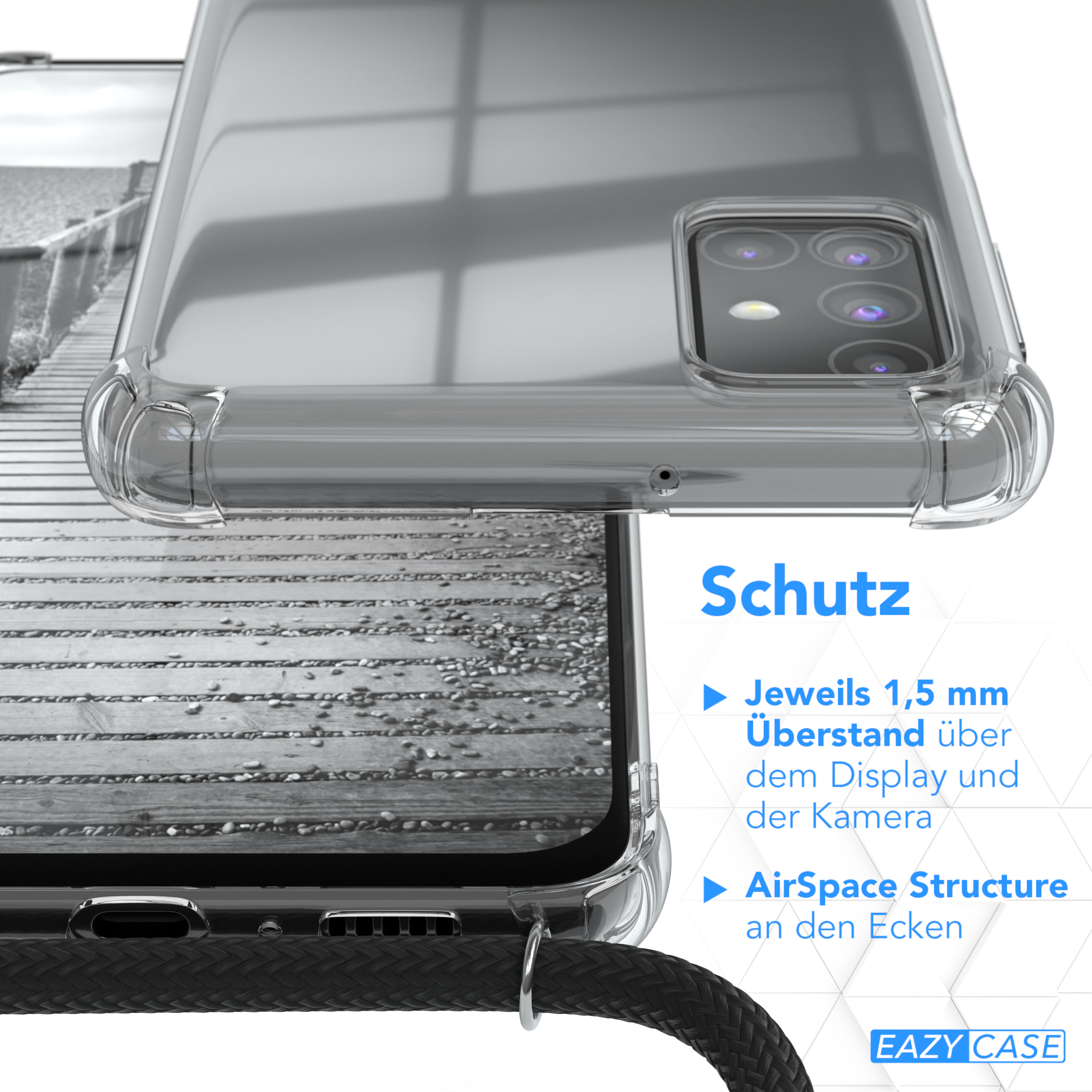 Schwarz CASE Umhängetasche, M31s, Umhängeband, Cover Samsung, Clear Galaxy EAZY mit