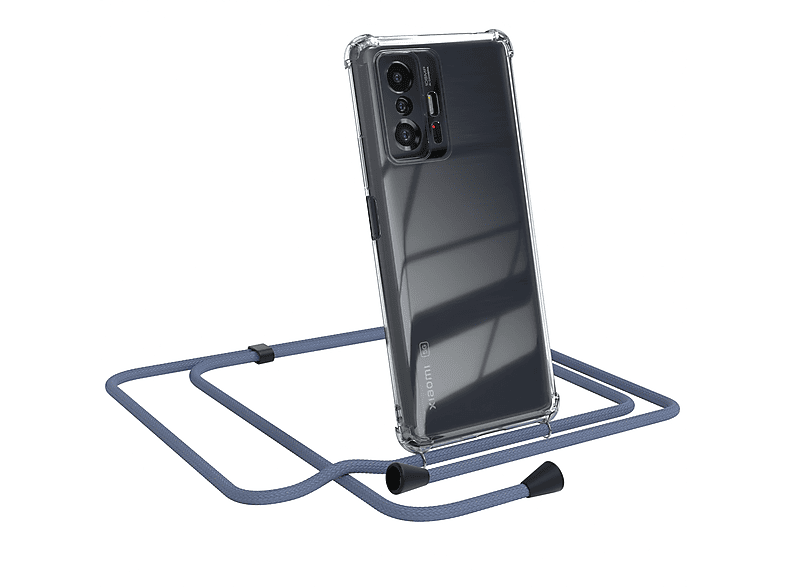 EAZY CASE Clear Cover mit Umhängeband, Umhängetasche, Xiaomi, 11T / 11T Pro 5G, Blau