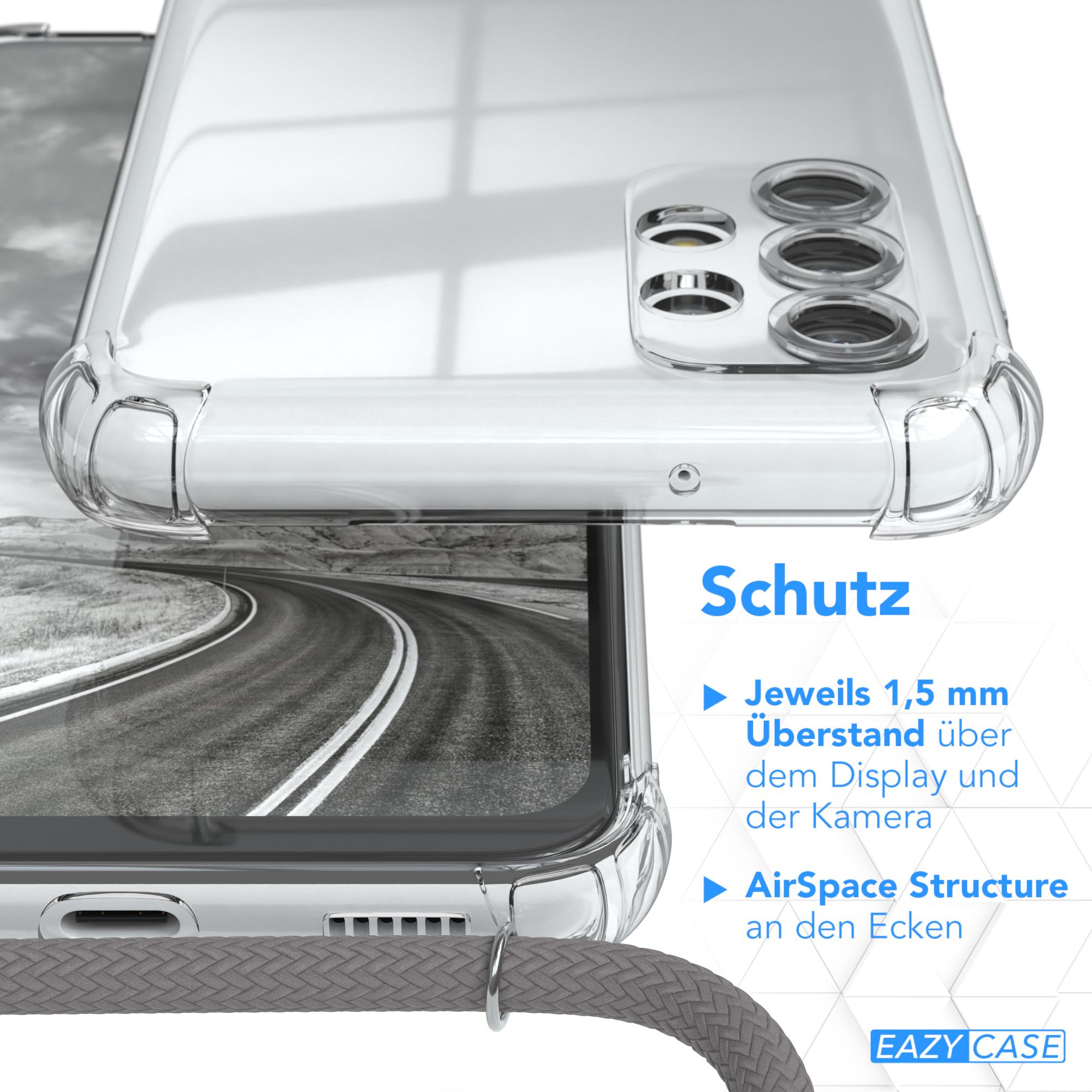 EAZY CASE Clear A13, Samsung, Silber Umhängeband, Galaxy mit Clips Cover Grau / Umhängetasche