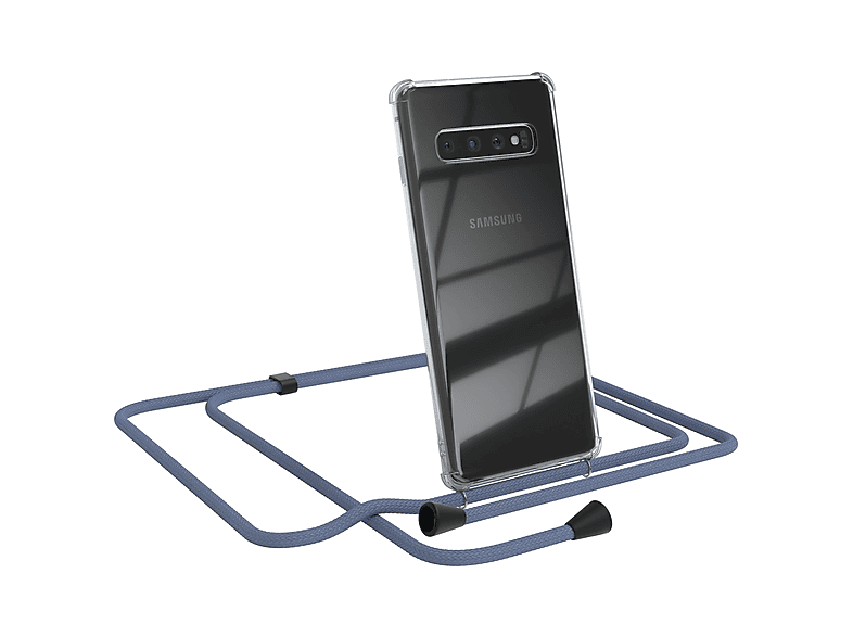 EAZY CASE Clear Cover mit Umhängeband, Umhängetasche, Samsung, Galaxy S10, Blau