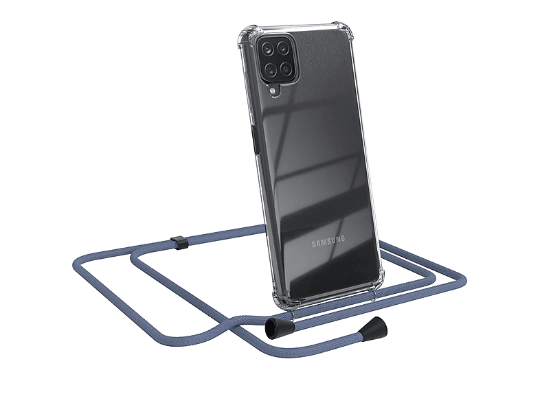 Samsung, Clear Umhängeband, mit Cover Umhängetasche, CASE Galaxy EAZY A12, Blau