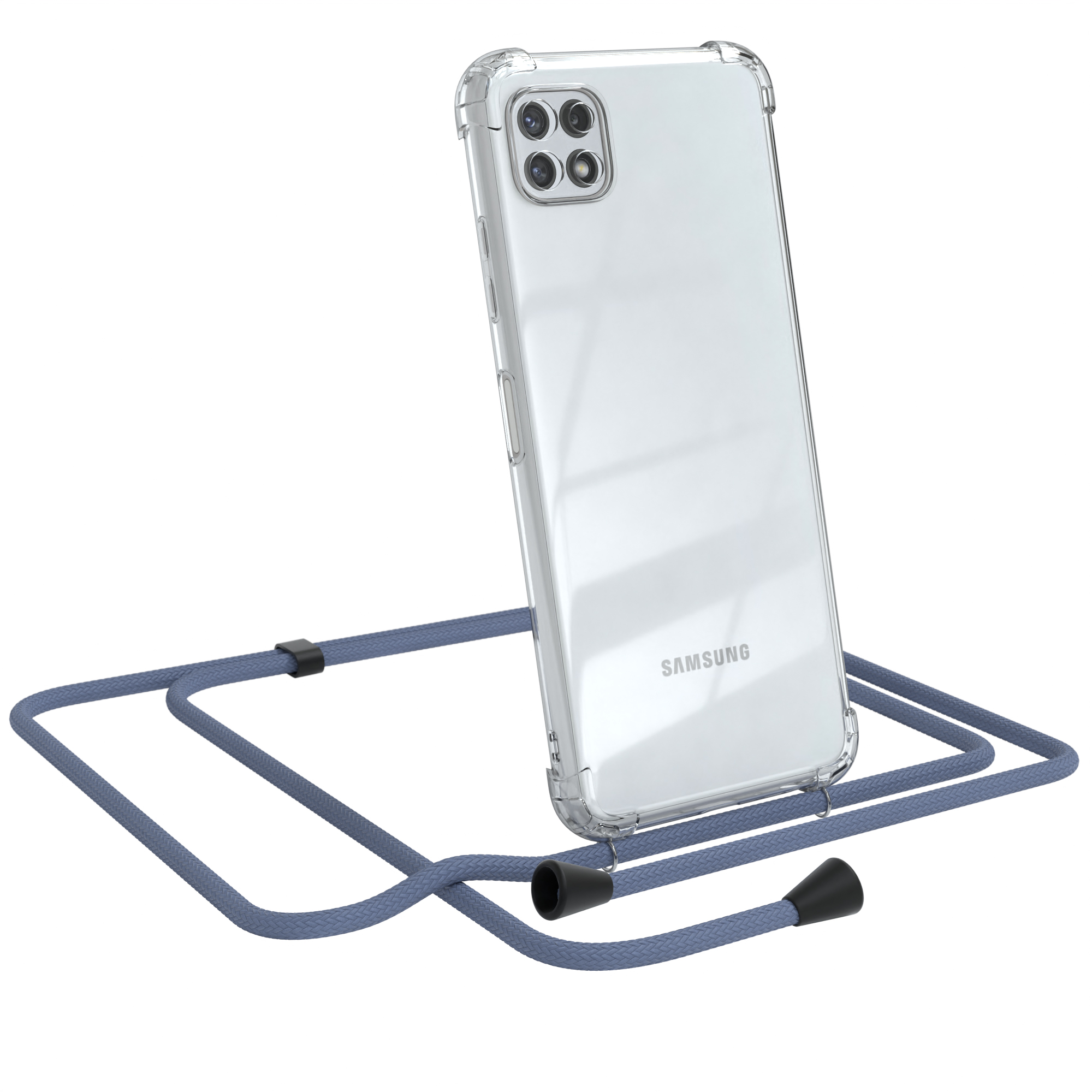 EAZY CASE Blau A22 Samsung, Umhängetasche, 5G, Galaxy Umhängeband, Clear mit Cover