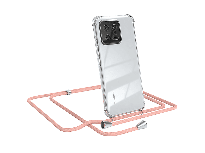 EAZY CASE Clear Cover mit Umhängeband, Umhängetasche, Xiaomi, 13, Altrosa Uni