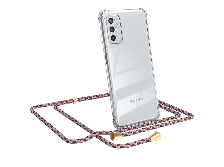 mit 5G, M52 Camouflage CASE Galaxy Umhängeband, / Beige Clips Clear Cover Samsung, EAZY Gold Umhängetasche, Rot