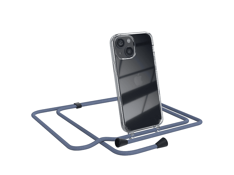 Umhängeband, Umhängetasche, 13 EAZY Mini, CASE Blau Apple, mit Clear iPhone Cover