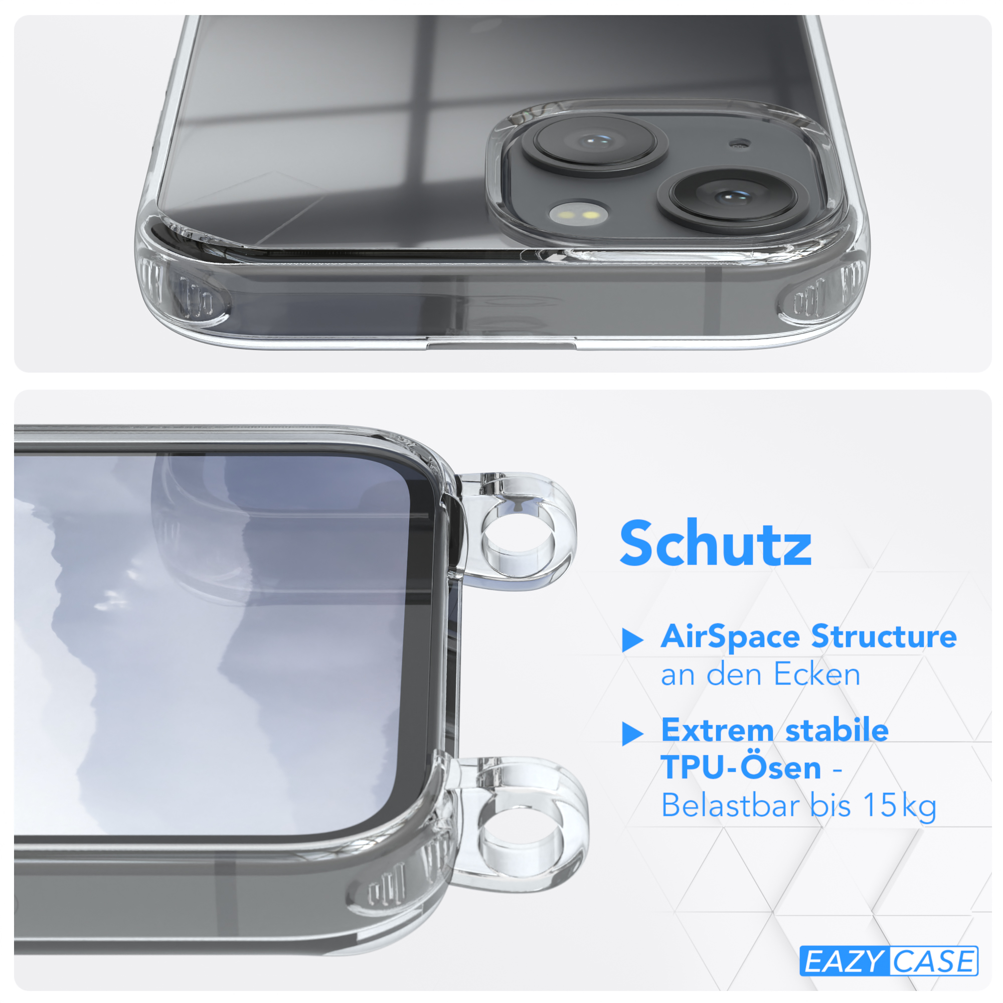 Umhängeband, Apple, Umhängetasche, Mini, mit iPhone 13 Clear EAZY CASE Blau Cover