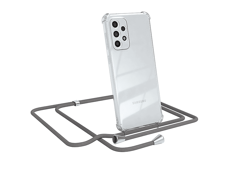 Umhängeband, 5G, / Clear Samsung, A33 EAZY Silber mit Clips Cover Grau Umhängetasche, CASE Galaxy